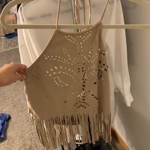 Fringe halter top